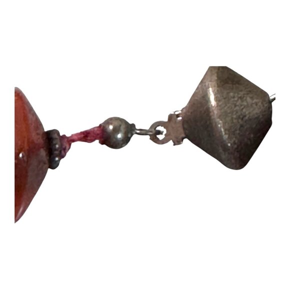 Vintage JKa Sterling Clasp Coral Gemstone Necklace Choker Bib Estate Find 20" - Picture 3 of 9